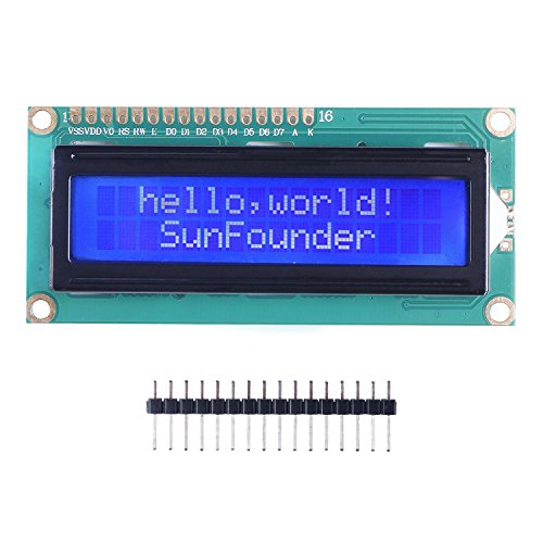 Product Cover SunFounder LCD1602 Module with 3.3V Backlight for Arduino R3 Mega2560 Raspberry Pi 16x2 Character White on Blue Background