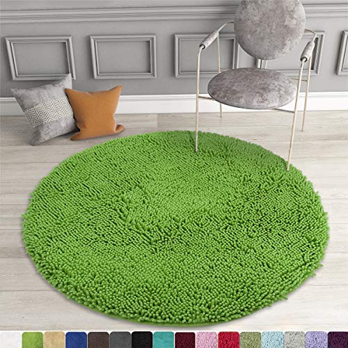 Product Cover MAYSHINE 3ft Diameter Round Non-Slip Dog Bed mats Chenille Soft Microfiber Living Room Bedroom Area Rug - Green