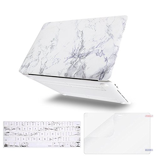 Product Cover MOSISO MacBook Pro 13 inch Case 2019 2018 2017 2016 Release A2159 A1989 A1706 A1708, Plastic Pattern Hard Shell & Keyboard Cover & Screen Protector Compatible with MacBook Pro 13, White Marble