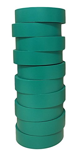 Product Cover TradeGear Electrical Tape GREEN MATTE - 10 Pk Waterproof, Flame Retardant, Strong Rubber Based Adhesive, UL Listed - Rated for Max. 600V and 80oC Use - Measures 60' x 3/4
