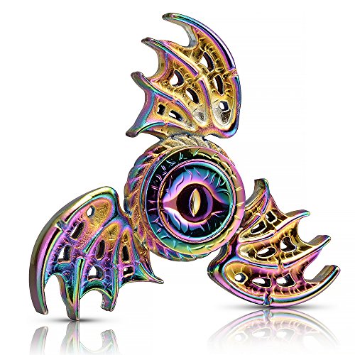 Product Cover MAYBO SPORTS Wiitin Dragon Wings Eyes Fidget Spinner Toy Made by Metal, Tri Hand Spinner Low Noise High Speed Focus Toy with Steel Self-Lubricating Bearing,Phoenix,Rainbow Color
