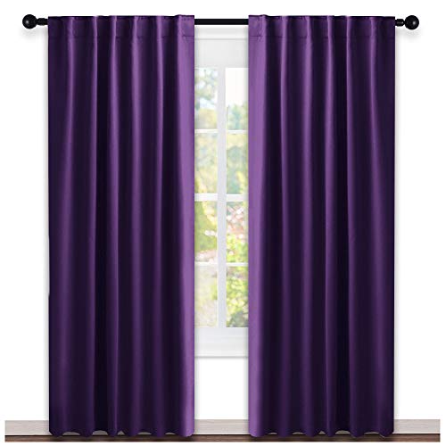 Product Cover NICETOWN Bedroom Curtains Blackout Drapery Panels - (Royal Purple Color) W52 x L84, Double Panels, Window Treatment Blackout Drapery for Windows