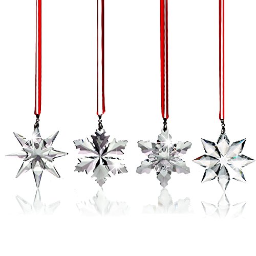 Product Cover Hdd Clear Crystal Snowflake Star Unique Pattern Ornaments with Gift Box, Pack of 4