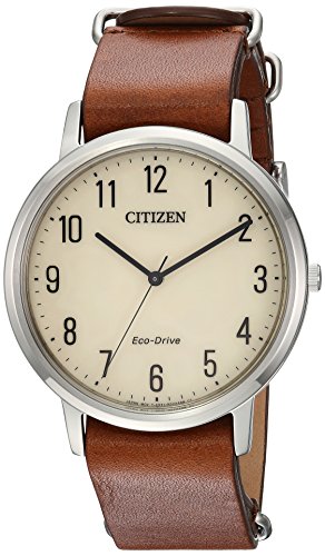 Product Cover Citizen Men's 'Eco-Drive' Quartz Stainless Steel and Leather Casual Watch, Color:Brown (Model: BJ6500-21A)