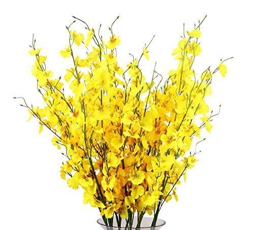 Product Cover TYEERDEC Artificial Orchids Flowers, 10 Pcs Silk Fake Orchids Flowers in Bulk Orquideas Flowers Artificial for Indoor Outdoor Wedding Home Office Decoration Festive Furnishing Yellow