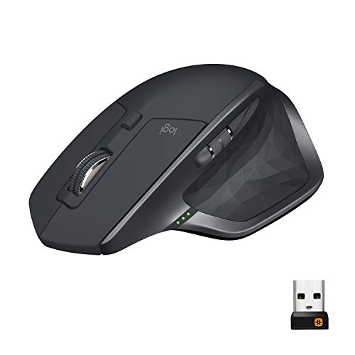 Product Cover Logitech MX Master 2S Wireless Mouse - Use on Any Surface, Hyper-fast Scrolling, Ergonomic Shape, Rechargeable, Control up to 3 Apple Mac and Windows Computers (Bluetooth or USB), Graphite