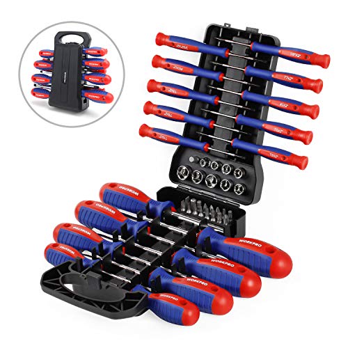 Product Cover WORKPRO 45-Piece Screwdriver Set - Precision, Slotted & Phillips Screwdriver Kit Includes Bits, Sockets & Folding Rack - Magnetic Tip Keeps Bits Secure - Premium Tool Set