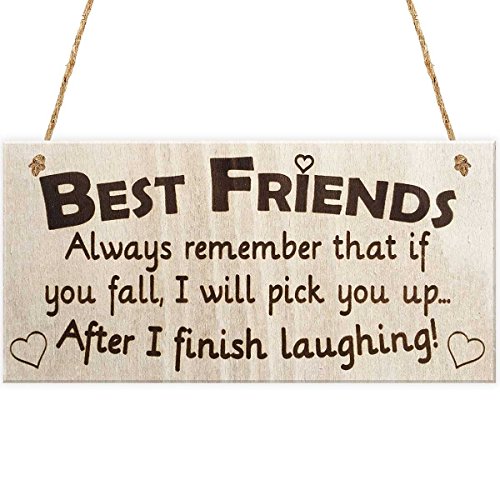 Product Cover ULTNICE Friendship Sign Best Friends Wooden Hanging Sign Birthday Party Plaque Gift Sign