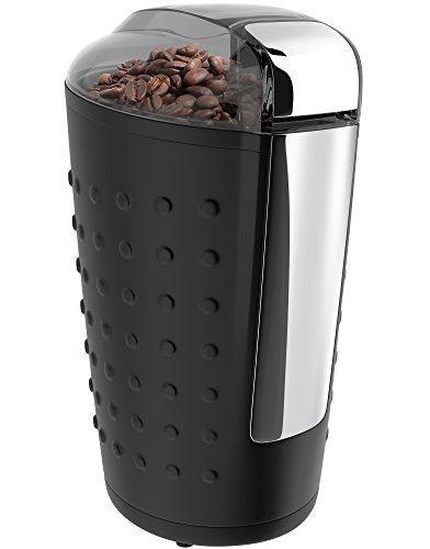 Product Cover Vremi Electric Coffee Grinder - 150 Watt Portable Coffee Bean Grinder with Easy Touch Settings Stainless Steel Blades - Grinds Coarse Fine Ground Beans for 12 to 14 Cups of Coffees - Black