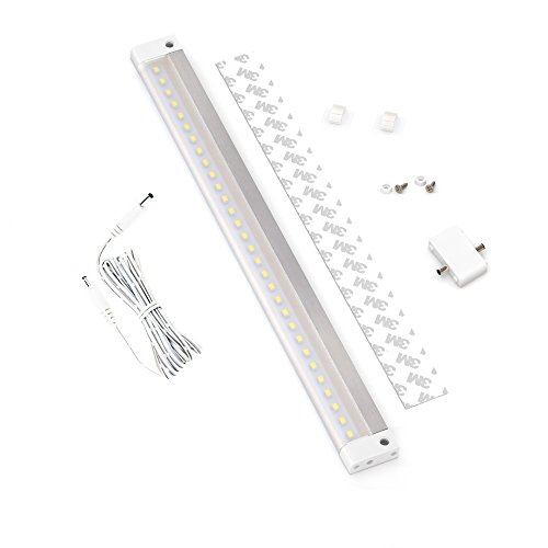 Product Cover EShine White Finish 12 inch LED Under Cabinet Lighting Bar Panel with Accessories (No Power Supply Included) - NO IR Sensor, Cool White (6000K)