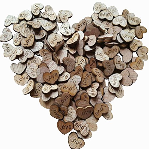 Product Cover 500pcs Rustic Wooden Love Heart Wedding Table Scatter Decoration Crafts(Update Version)