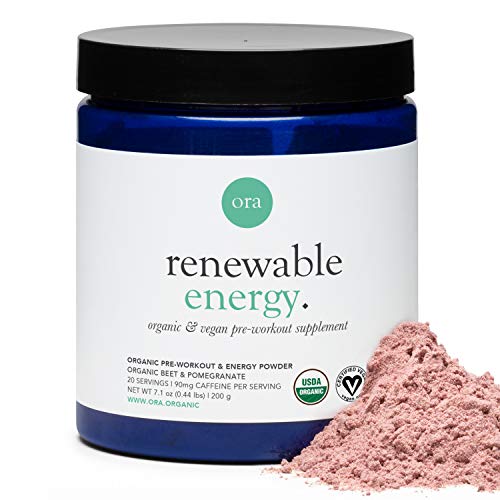 Product Cover Ora Organic Natural Pre-Workout Powder - Vegan Energy Supplement, Jitter-Free Focus - Made with Organic Beet Powder - Energy Boost Pre-Workout for Women and Men - Pomegranate Beet Flavor, 30 Servings