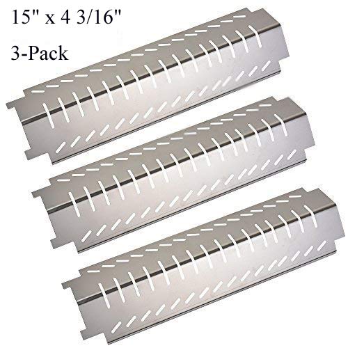 Product Cover GasSaf Grill Heat Plate Replacement for Charbroil, Thermos, Centro, Costco Kirkland, 3-Pack 15 inch Stainless Steel Tent Shield Plate Deflector, BBQ Burner Cover Barbecue Flame Tamer