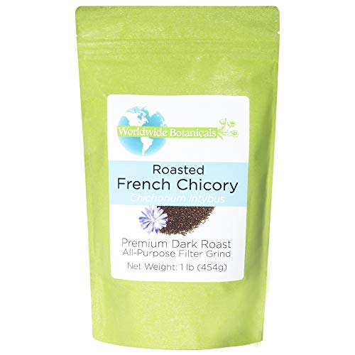 Product Cover Worldwide Botanicals French Chicory Root - Dark Roast - Brew Like Coffee | Blend Roasted Chicory Root With Coffee | Prebiotic Coffee Alternative | Acid Free | Caffeine Free | Kosher, 1 Pound