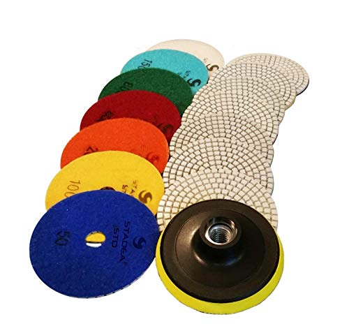 Product Cover Diamond Polishing Pads 4 inch Wet/Dry 8 Piece Set Granite Stone Concrete Marble