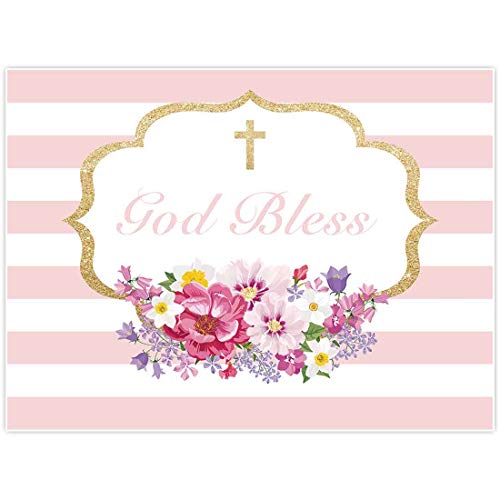 Product Cover Allenjoy 8x6ft Photography backdrops Baptism First Communion Christening Floral Birthday God Bless Party Baby Shower Banner Photo Studio Booth Background photocall