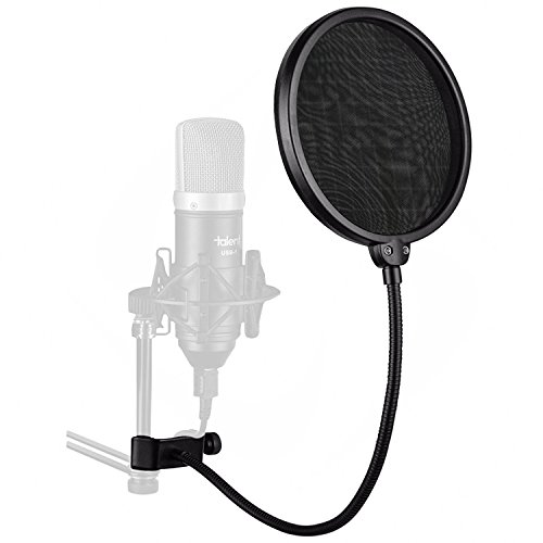 Product Cover Juarez Pf-100 6-Inch Studio Microphone Pop Filter Shield Mask, Double Mesh Wind Screen With 360° Flexible Gooseneck And Quick Mount Or Release Clamp