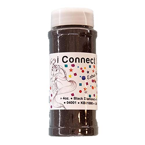 Product Cover iConnectWith Black Diamond Ultra Fine Black Glitter for Nail Art, Makeup, Tumblers or Crafts