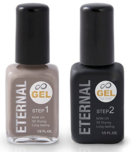 Product Cover Eternal Gel Nail Polish Kit - Color and Clear Top Coat Gel, No UV Lamp Required (Escape)