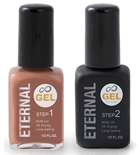 Product Cover Eternal Gel Nail Polish Kit - Color and Clear Top Coat Gel, No UV Lamp Required (Toffe Coffee)