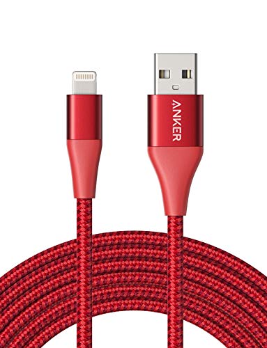 Product Cover Anker Powerline+ II Lightning Cable (10ft), MFi Certified for Flawless Compatibility with iPhone Xs/XS Max/XR/X / 8/8 Plus / 7/7 Plus / 6/6 Plus / 5 / 5S and More(Red)