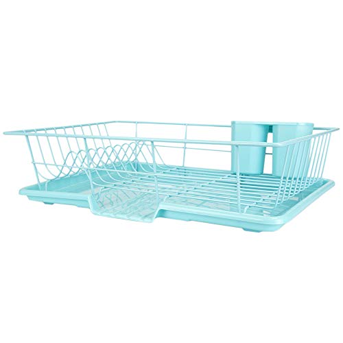 Product Cover Home Basics DD47451 3-Piece Set (Turquoise) Dish Drainer, 19