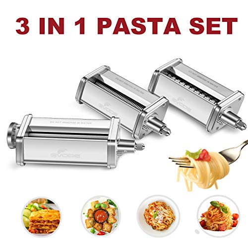 Product Cover 3-Piece Pasta Roller & Cutter Set Attachment for KitchenAid Stand Mixers,Stainless Steel Pasta Maker Accessory by Gvode