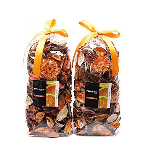 Product Cover Qingbei Rina Gifts Orange Fresh Potpourri Bag Home Fragrance Perfume Sachet of Petal,Bowl and Vase Decorative Filler.2 Bags.Total Volume of 83 Oz (Orange)