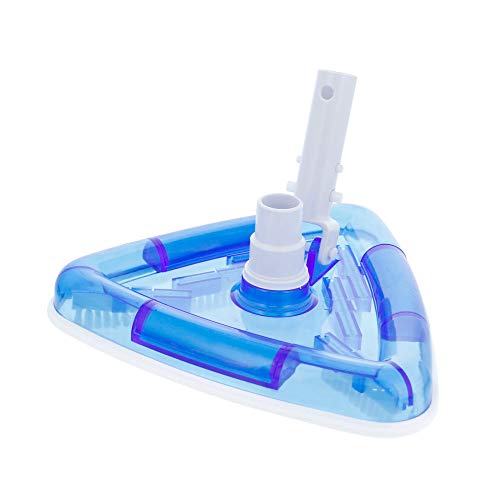 Product Cover U.S. Pool Supply Weighted Transparent Triangular Pool Vacuum Head with Swivel Hose Connection and EZ Clip Handle - Connect 1-1/4