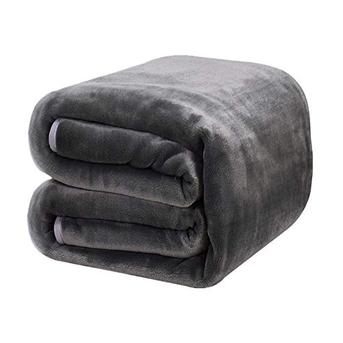 Product Cover DREAMFLYLIFE Luxury Fleece Blanket 380GSM Winter Thick Blanket Super Soft Blanket Bed Warm Blanket Couch Blanket for All Season Dark Grey Queen-Size, 90x90 in