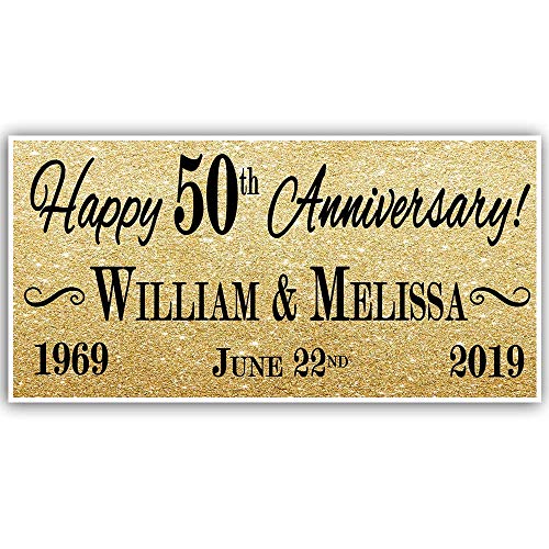 Product Cover 50th Wedding Anniversary Gold Banner Party Decoration