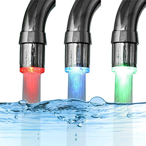 Product Cover 3-Color Temperature Sensitive Gradient LED Water Faucet Light Water Stream Color Changing Faucet Tap Sink Faucet For Kitchen and Bathroom