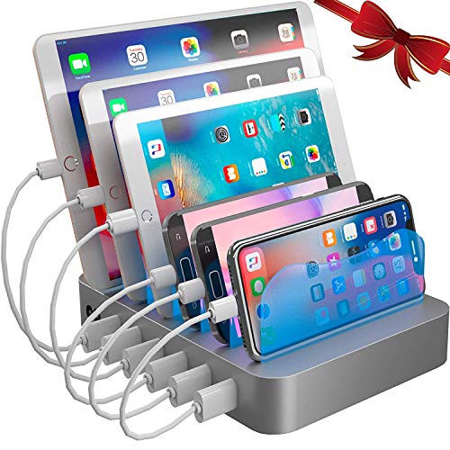 Product Cover Hercules Tuff Charging Station Organizer for Multiple Devices - 6 Short Mixed Cables Included for Cell Phones, Smart Phones, Tablets, and Other Electronics...