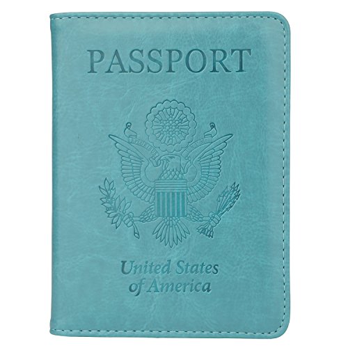 Product Cover GDTK Leather Passport Holder Cover Case RFID Blocking Travel Wallet (Sky Blue)