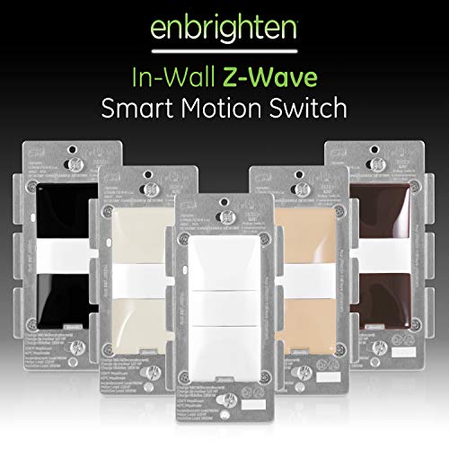 Product Cover GE, White & Light Almond, Enbrighten Z-Wave Plus Smart Motion Light Switch, Works with Alexa, Google Assistant, SmartThings, Wink, Zwave Hub Required, Repeater/Range Extender, 3-Way Compatible, 26931