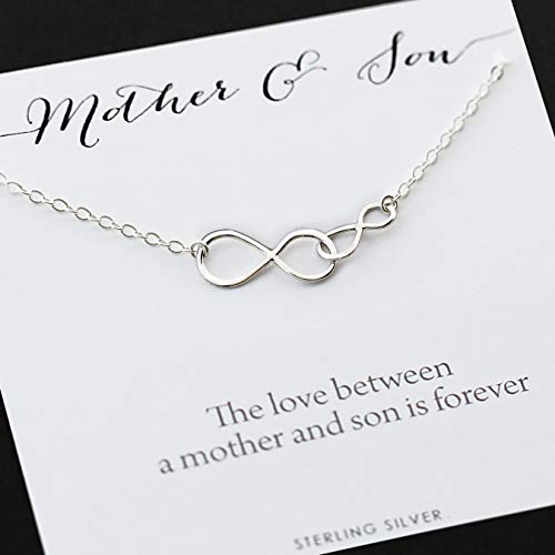 Product Cover Mother and Son Necklace • Personalized Boy Mom Gift • Sterling Silver Double Infinity • Infinite Love