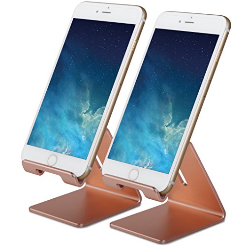 Product Cover Honsky GEN-2 Universal Aluminum Cell Phone Tablet Desk Charging Stand Portable Hands Free Desktop Display Holder, Compatible with iPhone iPad Mini LG Samsung Android Cellphone, 2 Sets, Rose Gold