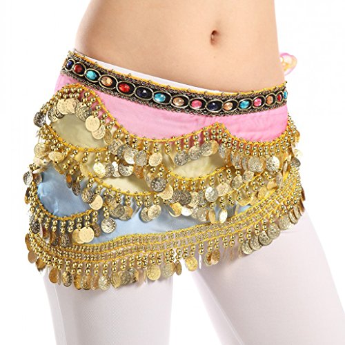 Product Cover Wuchieal Women's Belly Dancing Belt Colorful Waist Chain Belly Dance Hip Scarf Belt