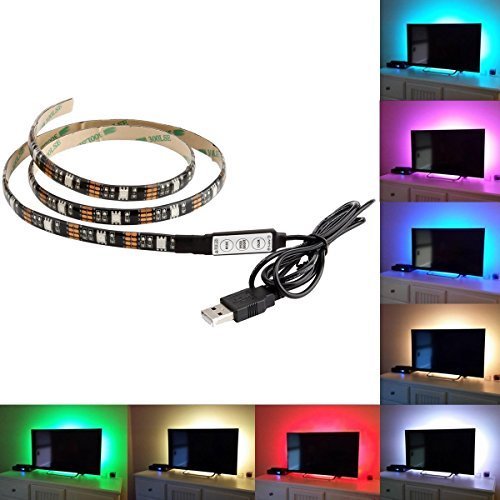 Product Cover XERGY USB 5V Powered RGB LED Flexible Strip Light With Mini Controller(1 Meter for TV's upto 32