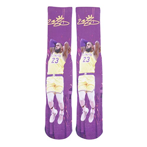 Product Cover Forever Fanatics Lebron James #23 Basketball Crew Socks ✓ Lebron James Autographed ✓ One Size Fits 6-13 ✓ Ultimate Basketball Fan Gift (Size 6-13, James #23)