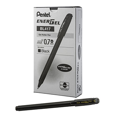 Product Cover Pentel EnerGel FLASH! Liquid Gel Stick Pen, (0.7mm) Medium Line, Metal Tip, Black Ink, 12 pack (BL417-A)