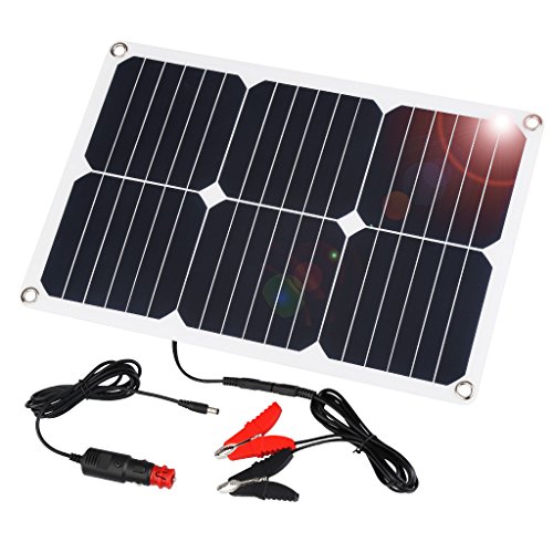 Product Cover SUAOKI 18V 12V 18W Solar Car Battery Charger Portable Solar Panel Trickle Charger with Cigarette Lighter Plug, Battery Charging Clip Line for Motorcycle RV Boat Marine Snowmobile