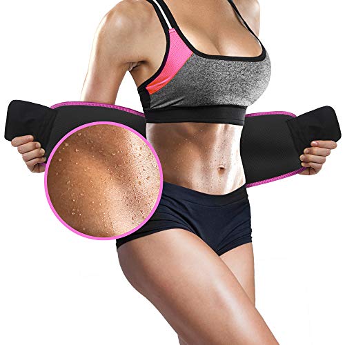 Product Cover Pink Waist Trimmer Belt by 10xSWEAT - Weight Loss Wrap - Stomach Fat Burner - Low Back and Lumbar Support with Sauna Suit Effect - Best Abdominal Trainer