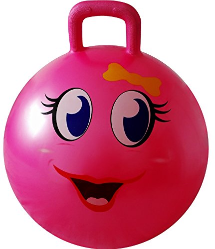 Product Cover AppleRound Space Hopper Ball with Air Pump: 20in/50cm Diameter for Ages 7-9, Hop Ball, Kangaroo Bouncer, Hoppity Hop, Jumping Ball, Sit & Bounce (Pink Girl)