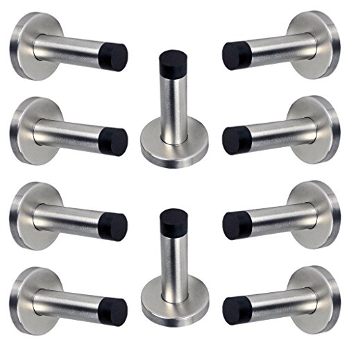 Product Cover Sumnacon Stainless Steel Door Stopper with Sound Dampening Rubber Bumper - 10 pcs Wall Mount Door Stop, Contemporary Safety Door Holder with Hardware Screws, Brushed Finish, 3.5 Inch in Height