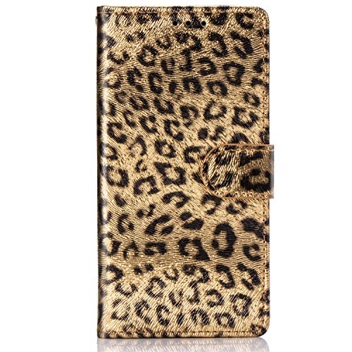Product Cover iPhone 7 Plus case,iPhone 8 Plus Phone case,with PU Leather Luxury Leopard Pattern Wallet Flip Case Card Slots with Magnetic Closure Wallet Case for iPhone 7 Plus iPhone 8 Plus (Gold)