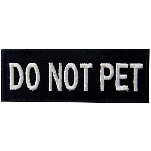 Product Cover Do Not Pet Service Animal Vests/Harnesses Emblem Embroidered Fastener Hook & Loop Patch, 4 X 1.5 Inch