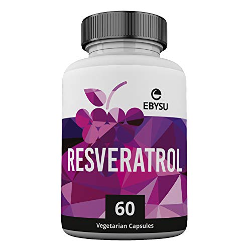 Product Cover EBYSU Resveratrol - 1200mg Maximum Strength Trans Resveratrol Antioxidant Supplement - Pomegranate, Green Tea, Quercetin, Grape Seed Extract and Acai - 60 Vegan Capsules