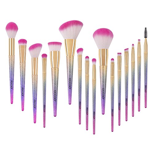 Product Cover Docolor Makeup Brushes, 16pcs Professional Fantasy Make up Brush Set Foundation Blending Blush Concealer Eye Shadow Cruelty-Free Synthetic Face Liquid Powder Cream Cosmetics Brushes with Rainbow Box