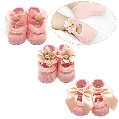 Product Cover Baby Girl Newborn Baby Photography Props Anti Slip Flower Pearl Bownote Socks